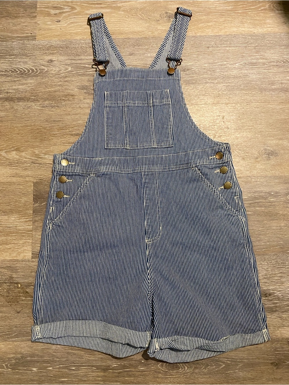 Striped Blue Overall Shorts 2
